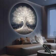 1pc Life Tree LED Projection Night Light - USB Powered, Easy Installation, 360° Rotation And Adjustment, Suitable For Room Decor, Photo Background And Gifts - Black - View 7
