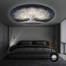 1pc Life Tree LED Projection Night Light - USB Powered, Easy Installation, 360° Rotation And Adjustment, Suitable For Room Decor, Photo Background And Gifts - Black - View 2