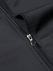 Men's 2 Pieces Bird Graphic Print Bomber Jacket And Jogger Pants Set For Spring Autumn Casual Outdoor Wear - Black - View 5