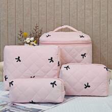Ensemble de sacs cosmétiques matelassés avec nœud brodé pour femmes, sac à maquillage de grande capacité de couleur macaron mignon, sac de toilette léger et moelleux, convient pour le stockage de voyage et l'utilisation quotidienne. Peut être utilisé comme sac à maquillage pour étudiants, sac à maquillage pour la rentrée scolaire, organisateur de fournitures scolaires, organisateur de chambre, sac à maquillage essentiel pour les voyages, sac à maquillage essentiel pour les vacances, également un excellent cadeau pour les femmes, cadeau de Noël et idée de cadeau, Pochette, Pochette de maquillage, Essentiel de voyage - Multicolore - Voir 20