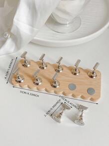 3D Solid Wooden Oval Nail Art Holder + 10 Finger Displays, Magnetic Base. Include Resin Crystal Ball, Rhinestone, Retro Floral Holographic Decorations, DIY For Home, Salon, Wedding, Valentine's Gift - Multicolor - View 7