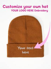 1pc Customized Embroidered Letter Logo Knit Beanie Hat, Unisex Couples Customized Hat, Suitable For Daily Wear, Ideal For Valentine's Day, Christmas, Autumn/Winter, Winter Fashion, Christmas Gift, Personalized Gift For Men & Women