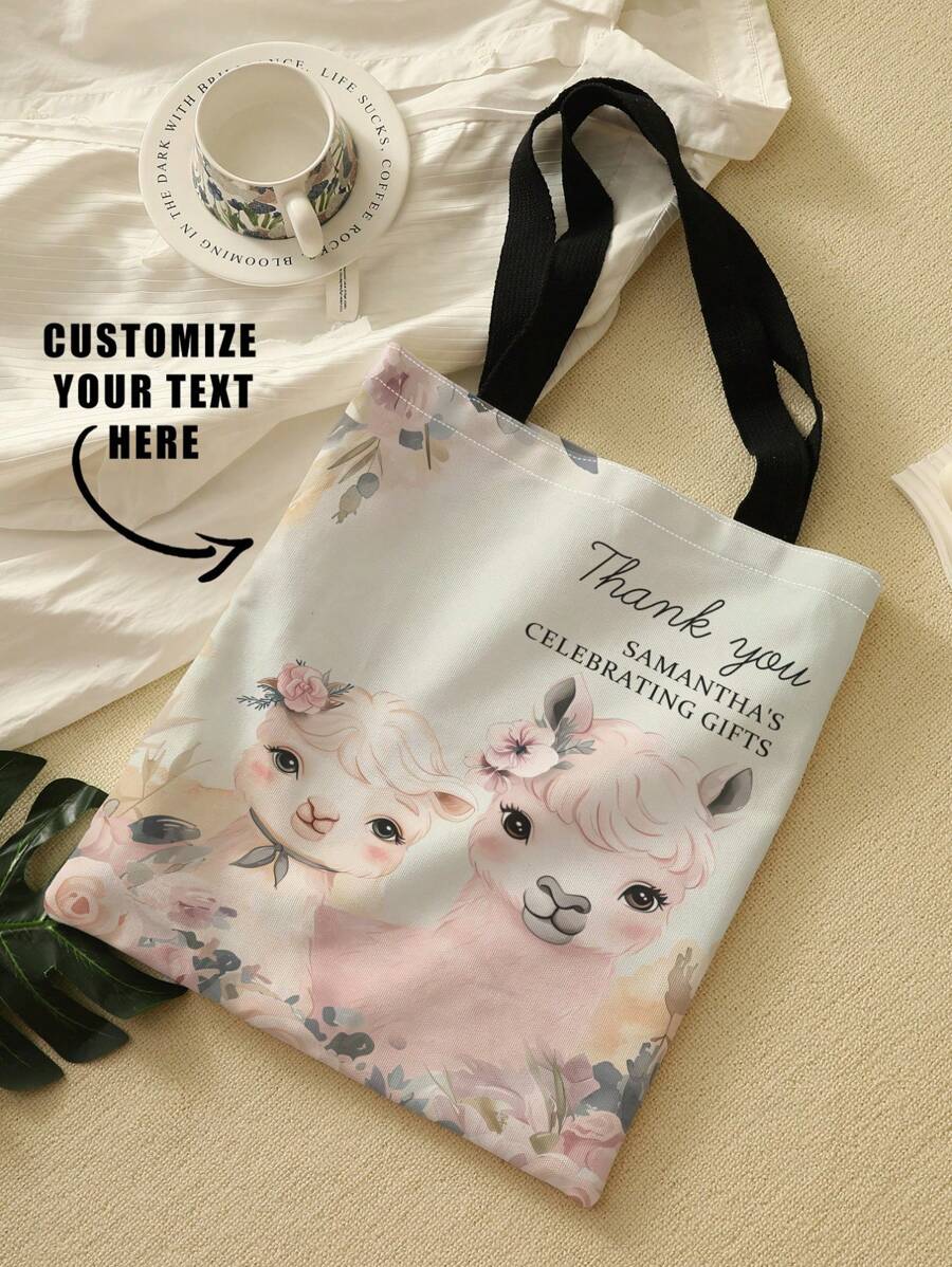 1pc Customized Canvas Bag, Unique Design (Photo, Landscape, Illustration), Foldable, Large Capacity, Lightweight, Stylish, Personalized Tote Bag, Shoulder Bag, Casual Shopping Bag Bags Ladies