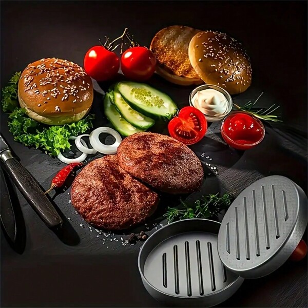 1 Stück Hamburger Presse, Aluminium antihaftbeschichtete Burger Patty Form für Beef & Gemüse Burger, Grill Zubehör, spülmaschinenfest, Küchenutensil (Burgerpapier nicht enthalten)