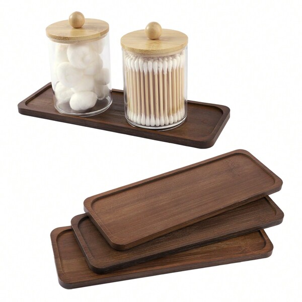 1/2/3 piezas Bandeja dispensadora de jabón de bambú, organizador de baño para encimera, bandeja de fregadero, bandeja de tocador para joyas y anillos, soporte de cosméticos, organizador de bañera para perfumes, velas y joyas, decoración del hogar