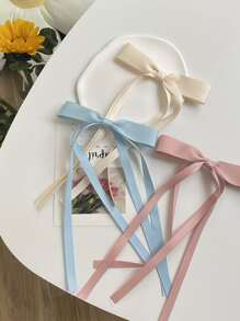 6 件装女士发饰，缎带发夹，金属蝴蝶结发夹，长尾流苏蝴蝶结发夹，发卡，女士、女孩、青少年发饰 - 彩色 - 查看 3