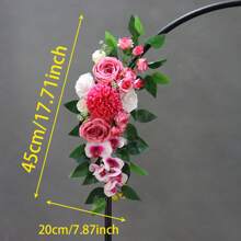 玫瑰婚礼过道花几何拱门花，人造花装饰适用于仪式背景、派对和节日、情人节、礼物 - 白色 - 查看 19