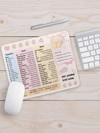 Alfombrilla de ratón impermeable engrosada con patrón de teclas de acceso directo