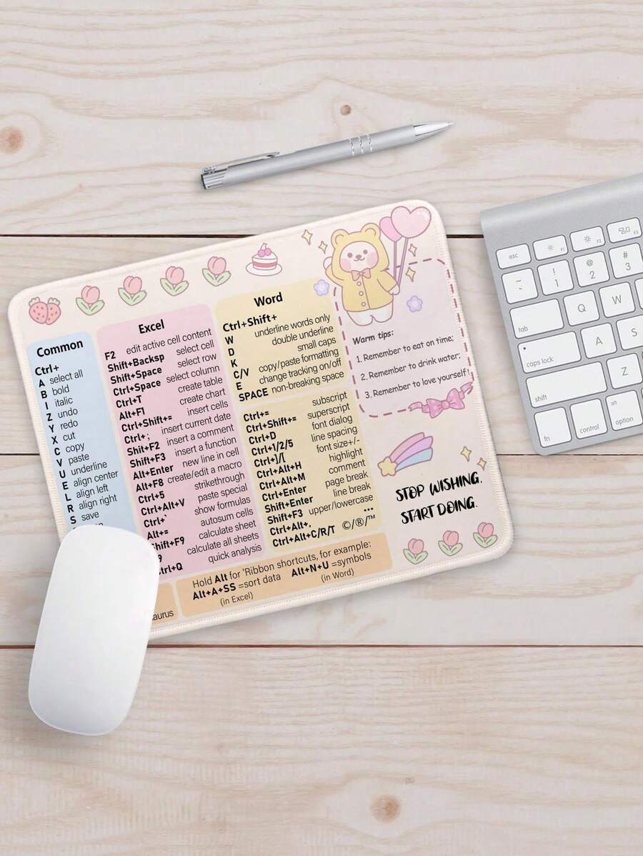 Shortcut Keys Pattern Thickened Waterproof Mouse Pad