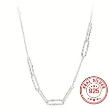 1pc 925 Sterling Silver Wave Flash Paper Clip Blade Splicing Necklace Shimmer Flash Hypoallergenic Jewelry