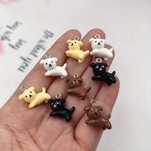 10 mặt dây chuyền nhựa hình chú chó hoạt hình dễ thương - Trang trí động vật, thích hợp để làm móc khóa và đồ trang sức tự làm, màu sắc ngẫu nhiên - Nhiều màu - Xem 11