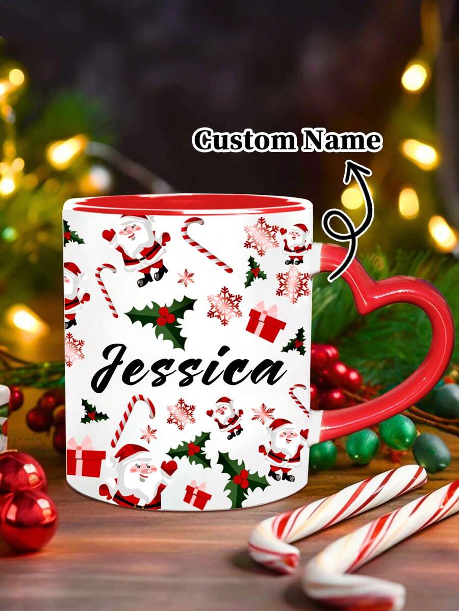 1个个性化圣诞老人马克杯，定制舒适节日马克杯，定制礼品马克杯，圣诞老人马克杯，热巧克力马克杯，节日季，节日日历