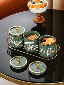 4pcs/Set Plastic Multi-Purpose Storage Jars Containers For Grains, Candies, Cookies, Bread, Suitable For Outdoor, Wedding, Party, Gift, Birthday, Christmas