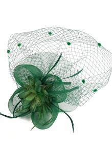 5pcs Fascinator Hat Chicken Feather Derby Tea Party Cocktail Hat With Wedding Veil Accessories Costume Set For Women Prom