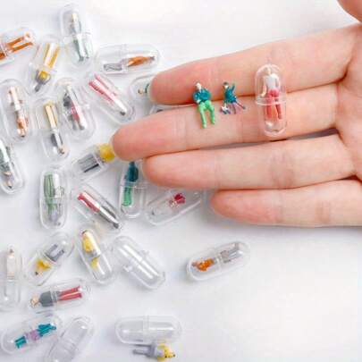 20/40pcs Random Transparent Capsules, 3D Unique Cute Interesting Figure Statue Set, Mini Character Figurines, Micro Landscape People Models, Perfect Props For Miniature Scenes, Unique Wedding Decor Gifts