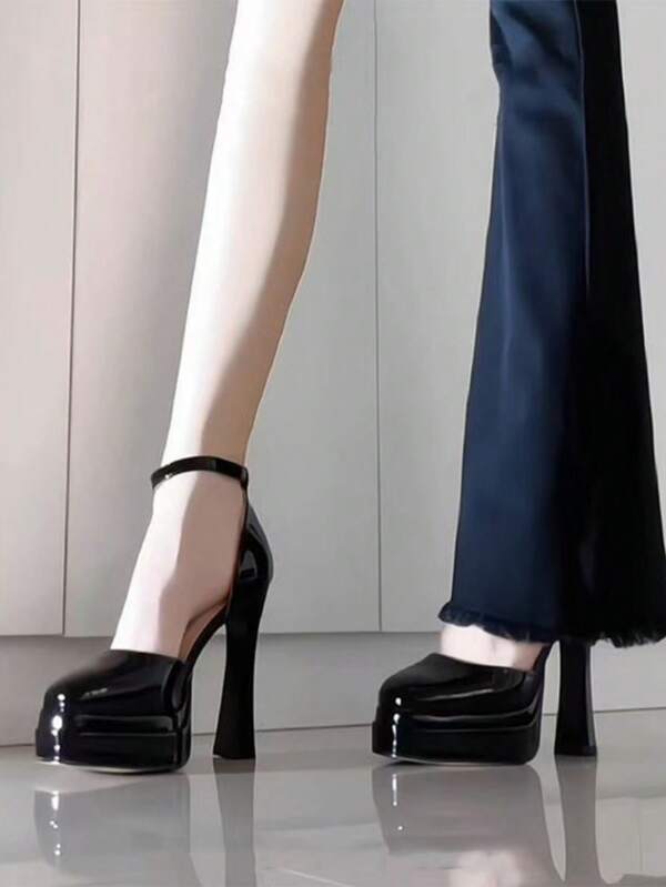 French Mary Jane High Heels, Waterproof Platform Sexy Super High Heels Sandals For Petite Women