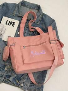 Embroidered Custom Versatile Tote Bag, Women's Personalized Handbag, Oxford Solid Color Large Capacity Crossbody Bag, American Retro Large Capacity Women's Crossbody Bag, Men's And Women's Commuting Handbag, Shoulder Bag, College Student Leisure Bag Bags Ladies