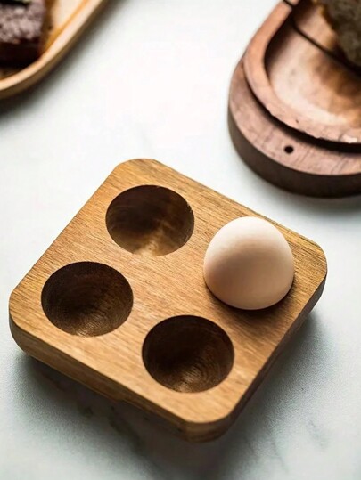 CMYD Studio 1pc Multislot Pine Wood Egg Holder, Nordic Style Rustic Egg Tray For Kitchen, Bakery, Refrigerator Storage, Home Decor, Gift, For Outdoor, Camping