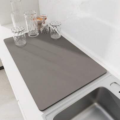 Alfombrilla de drenaje de cocina sólida, súper absorbente, esterillas de secado de platos, almohadilla de drenaje antideslizante, secado rápido, mantel de vajilla, mantel de fregadero, esencial de cocina natural e higiénico para decoración del hogar y la cocina, parte de tus estilos acogedores de otoño e invierno y decoraciones navideñas