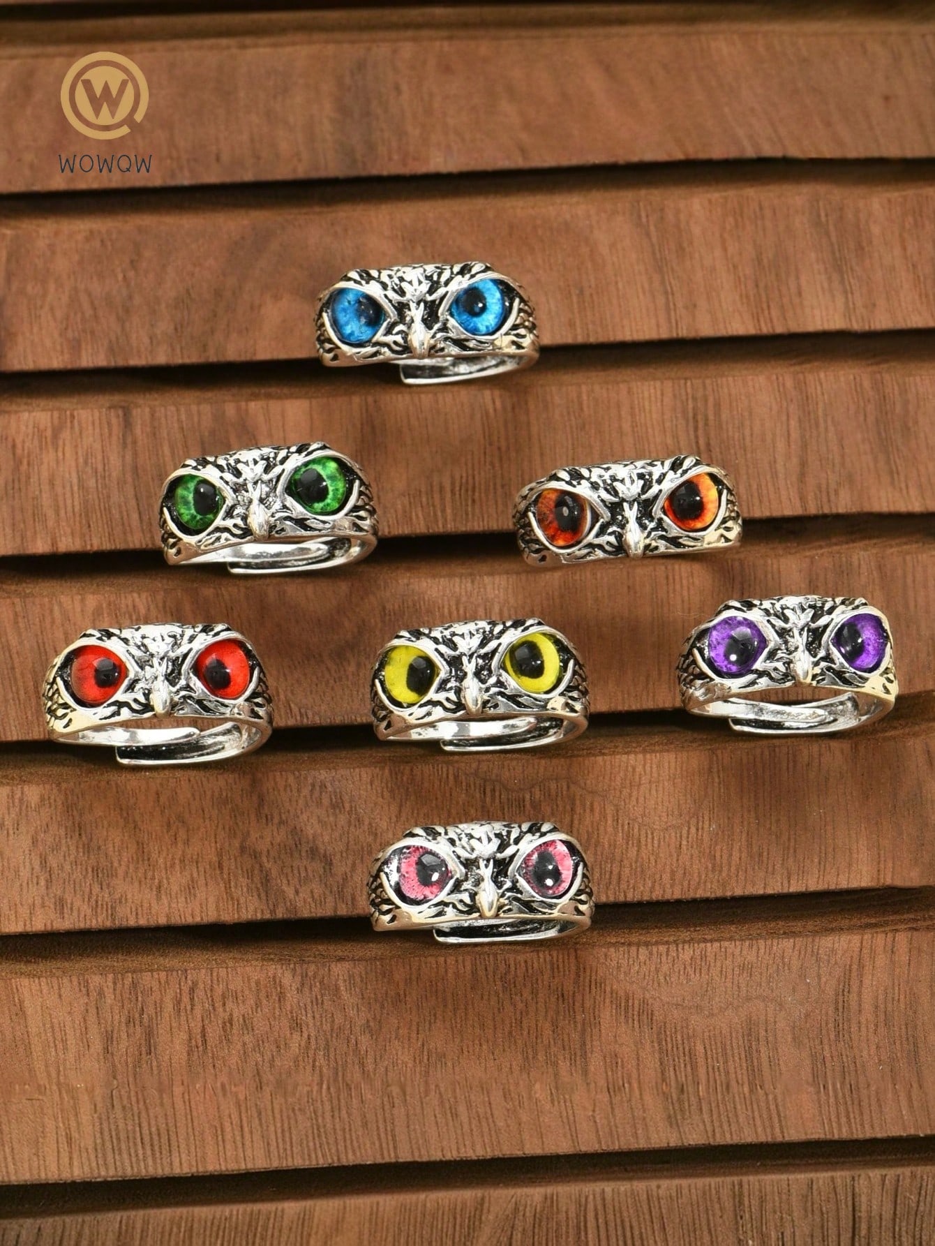 1 pezzo Anello vintage regolabile punk hip hop a forma di gufo, regalo personalizzato per uomo e donna, coppie, feste, compleanni