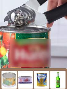 1 pezzo Apriscatole manuale in acciaio inossidabile, apri lattine, sollevatore coperchi, apribottiglie, apribarattoli con manico in plastica, adatto per aprire vari tipi di scatolame come carne, verdure, frutta, zuppe, frutti di mare