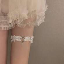 1pc Butterfly Heart Bell Anklet For Women Punk Style Lace Thigh Ring Neck Collar Lock Chain Choker Accessories Leg Chain Valentines,Mom,Mother,Mother's Day,Gift