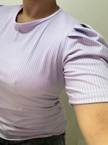 PRINCESS PUFFED SLEEVE RIBBED TOP FOR WOMEN - Púrpura polvoriento - Ver 3