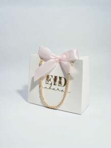 5pcs Elegant Eid Mubarak Mini Gift Bags Chic Paper Gift Bags With Beautiful Bow Ribbons And Stylish Gold Foil Print. Perfect For Storing Candies, Chocolates, And Small Gifts. Ideal For Eid Celebrations, Special Occasions, And Thoughtful Surprises. Luxurious Packaging For Memorable Moments - 14X6X12cm - View 11
