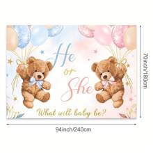 Fondo con oso para revelar el sexo del bebé, niño o niña, rosa o azul, globo floral bohemio, no podemos esperar talla grande, decoración de fondo para fotografía prenatal, accesorios de estudio y cabina fotográfica