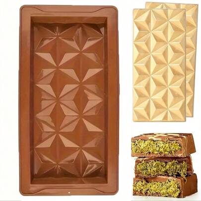 1pc Silicone Chocolate Mold, Dark Candy Bar Pyramid Shape, Large Size Wax Melting Silicone Baking Tool, Kitchen And Pastry Making Accessories Back To School
