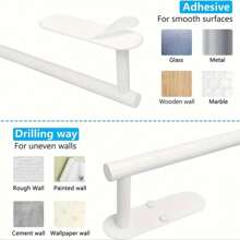 自粘式厨房浴室纸巾架、卫生纸架、毛巾架、抹布架，适用于橱柜、橱柜下方、橱柜门、墙面安装，厨房浴室配件，浴室配件，浴室工具