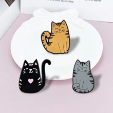 1 件/3 件可爱猫咪珐琅合金胸针，特殊设计翻领别针，送给朋友的贴心礼物，迷人的锌合金卡通猫咪胸针，适合所有季节情人节礼服配饰别针，用于衣服包包饰品学校办公室配饰衬衫夹克珠宝圣诞节万圣节衣服别针有趣的教师礼物 - 彩色 - 查看 3