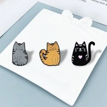 1 件/3 件可爱猫咪珐琅合金胸针，特殊设计翻领别针，送给朋友的贴心礼物，迷人的锌合金卡通猫咪胸针，适合所有季节情人节礼服配饰别针，用于衣服包包饰品学校办公室配饰衬衫夹克珠宝圣诞节万圣节衣服别针有趣的教师礼物 - 彩色 - 查看 6