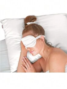 3PCS/SET . Sleep Set | Softer Than Pillowcase & Eyemask Set - Includes 1 Satin Pillowcase, 1 Eye Mask & 1 Scrunchie - Grey - View 7