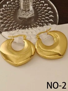 Pendientes de aro gruesos dorados para mujeres, pendientes de aro gruesos chapados en oro de 18K, ligeros, joyas de moda hipoalergénicas y regalo - par de oro - Ver 11