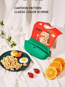 Waterproof Silicone Baby Bib Soft Food Catching Pocket Feeding Apron For Infant Toddler Baby Weaning Mealtime - Cute Dragon - View 1