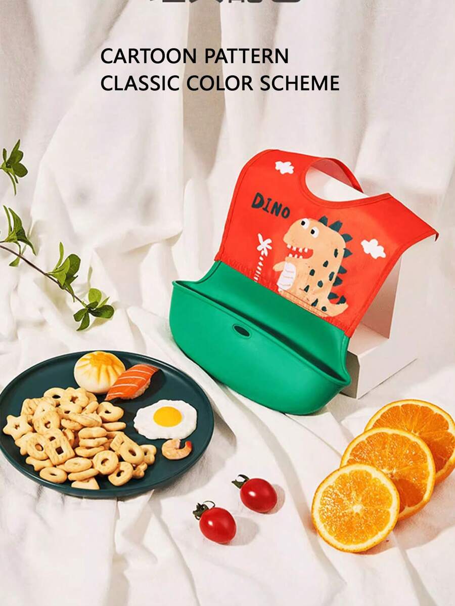 Waterproof Silicone Baby Bib Soft Food Catching Pocket Feeding Apron For Infant Toddler Baby Weaning Mealtime - Cute Dragon - View 1