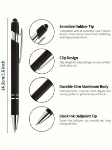 Customized Inspirational Metal Atomic Pen Set With Touch Pen - Smooth Writing, Medium-Sized Pen Tip, Retractable - Perfect For Office, School, Diary And Art Projects, Ideal As A Christmas Gift For Friends Back To School,Multi-Functional,Ornamental,Reusable,Modern,Colorful,Cute,Vintage,Cartoon,Kawaii,Funny,Workers,Clients,Students,Children,For Business/Work/Office,For School