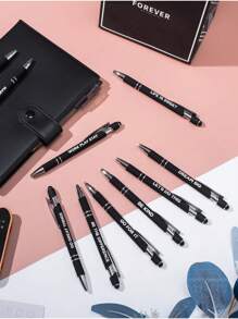 Customized Inspirational Metal Atomic Pen Set With Touch Pen - Smooth Writing, Medium-Sized Pen Tip, Retractable - Perfect For Office, School, Diary And Art Projects, Ideal As A Christmas Gift For Friends Back To School,Multi-Functional,Ornamental,Reusable,Modern,Colorful,Cute,Vintage,Cartoon,Kawaii,Funny,Workers,Clients,Students,Children,For Business/Work/Office,For School