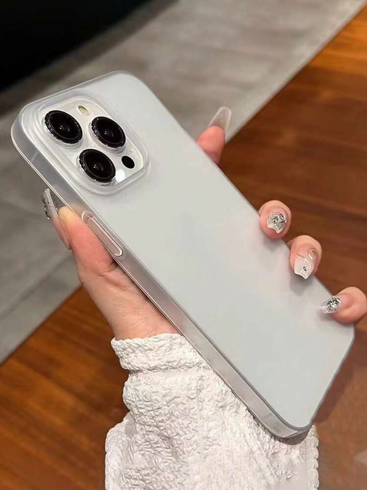 1pc Matte Texture Phone Case Compatible With IPhone 16/15/14 Pro Max/13/12 Pro/11, Minimalist Design With Large Openings Protective Cover Waterproof Shockproof Anti-Fall Scratch Resistant - White - View 3