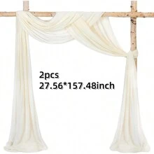 1/2 pezzi 70 x 600 cm Tenda per arco da matrimonio bianco, Tessuto in chiffon trasparente per arco da matrimonio, Materiale per drappi da arco da matrimonio, Tessuto per drappi di gazebo per decorazione cerimonia nuziale, Adatto per sfondo festa, arco all'aperto, cerimonia in chiesa