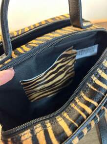 Bolsa feminina de couro legítimo animal print