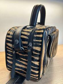 Bolsa feminina de couro legítimo animal print