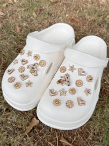 26 pièces Accessoires pour chaussures forme crocodile (fleur à 6 pétales avec perles, nœud, petite étoile, lapin, cœur etc.) - Facile à installer, accessoires amovibles DIY pour personnaliser les chaussures de type "babies", les chaussures de jardin, les sabots, les sandales et les sacs de plage. Cadeau parfait pour les fêtes et les occasions spéciales