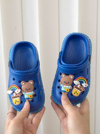 HAHABOBO New EVA Kids Sandals - Dark Blue Cute Cartoon Teddy Bear Design Soft Comfortable Unisex Children's Sandals For Boys & Girls, Beach Shoes, Outdoor & Indoor Kids Shoes, Lightweight Waterproof Slippers,Summer And Autumn