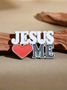 1 Stück elegante "JESUS LIEBT MICH" Buchstaben Legierung Brosche, vielseitig einsetzbare Dekoration für Kleidung, Rucksack, geeignet für den täglichen Gebrauch, Versammlungen, Feste, Party Accessoires zum Valentinstag