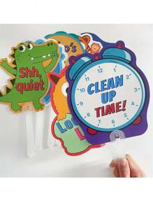 8pcs Cartoon Classroom Rule Board - Colorful Teacher Instruction Signs, Handheld Education Assistive Tool For English Class Interaction, Classroom Management Teacher Command Cards, Early Childhood Teaching Aids