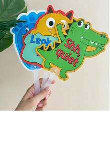 8pcs Cartoon Classroom Rule Board - Colorful Teacher Instruction Signs, Handheld Education Assistive Tool For English Class Interaction, Classroom Management Teacher Command Cards, Early Childhood Teaching Aids
