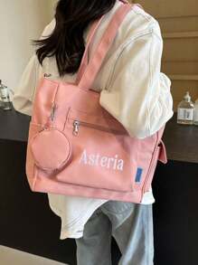 Embroidered Custom Versatile Tote Bag, Women's Personalized Handbag, Oxford Solid Color Large Capacity Crossbody Bag, American Retro Large Capacity Women's Crossbody Bag, Men's And Women's Commuting Handbag, Shoulder Bag, College Student Leisure Bag Bags Ladies