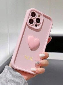 1pc Personalized 3D Heart Precise Camera Cut-Out Thick & Sturdy Anti-Drop TPU Soft Phone Case, Customizable Name & Letter Design, Minimalist Phone Protective Cover, Compatible With IPhone 16 15 14 Pro Max 13 12 11 Plus, Gift For Valentine's Day, Birthday, Holiday, Women, Etsy/ Customized Product, Anniversary, Wedding, Mother's Day (Foil Stamping)